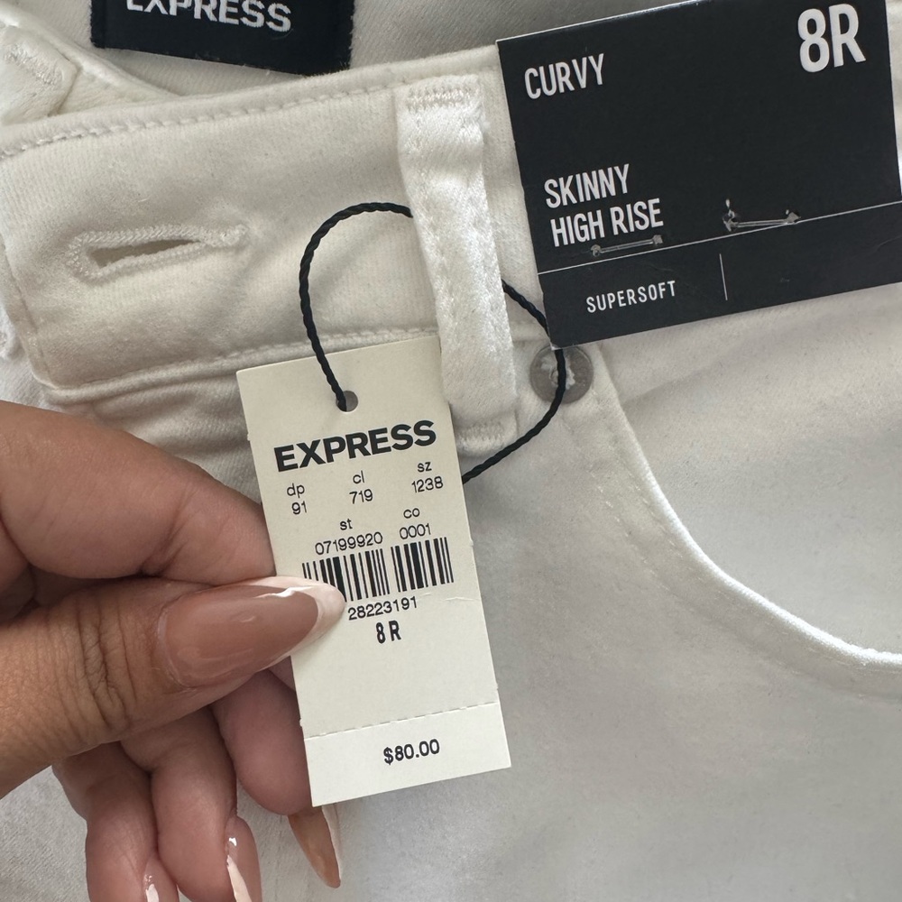 Express Curvy White Skinny Jeans